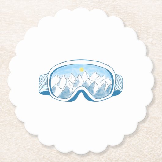 Illustratie Mountain Ski Goggles Kartonnen Onderzetters (Voorkant)