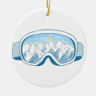 Illustratie Mountain Ski Goggles Keramisch Ornament