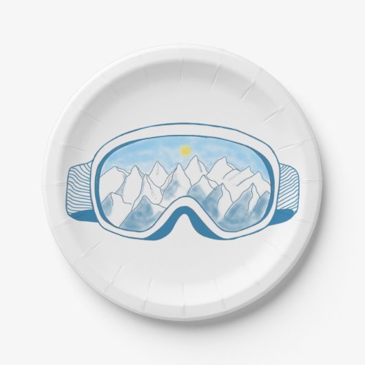 Illustratie Mountain Ski Goggles Papieren Bordje (Voorkant)