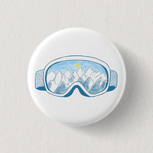 Illustratie Mountain Ski Goggles Ronde Button 3,2 Cm
