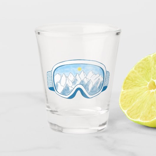 Illustratie Mountain Ski Goggles Shot Glas (Voorkant)