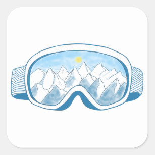 Illustratie Mountain Ski Goggles Vierkante Sticker