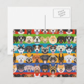 Illustratie naadloze kleurrijke honden briefkaart (Voorkant / Achterkant)
