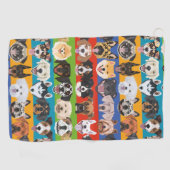 Illustratie naadloze kleurrijke honden golfhanddoek (Horizontaal)
