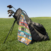 Illustratie naadloze kleurrijke honden golfhanddoek (Groen)