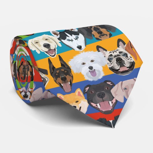 Illustratie naadloze kleurrijke honden stropdas (Opgerold)