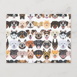 Illustratie naadloze patroongelukkige honden briefkaart