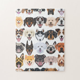 Illustratie naadloze patroongelukkige honden legpuzzel