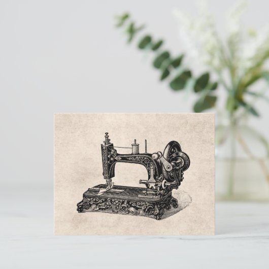  illustratie naaimachine 1800s briefkaart (Staand voorkant)