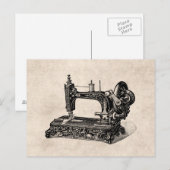 illustratie naaimachine 1800s briefkaart (Voorkant / Achterkant)