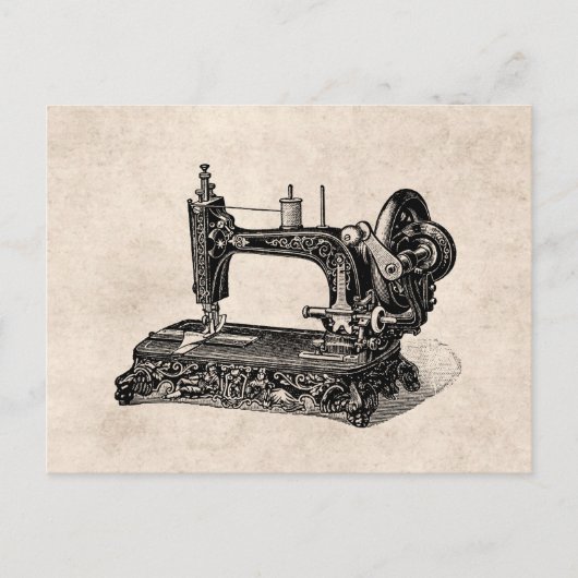 illustratie naaimachine 1800s briefkaart (Voorkant)