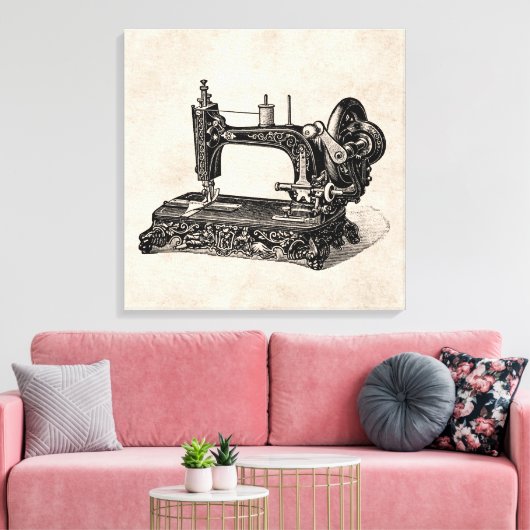 illustratie naaimachine 1800s canvas afdruk (Insitu (Woonkamer))