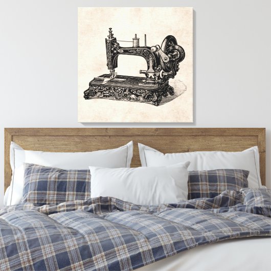illustratie naaimachine 1800s canvas afdruk (Insitu (Slaapkamer))