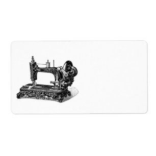 illustratie naaimachine 1800s etiket