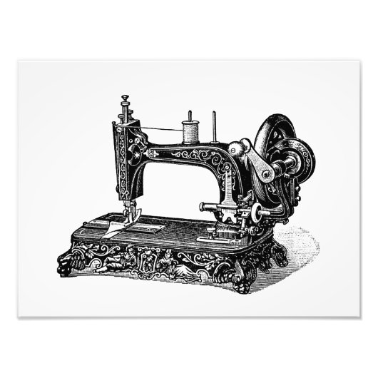 illustratie naaimachine 1800s foto afdruk (Voorkant)