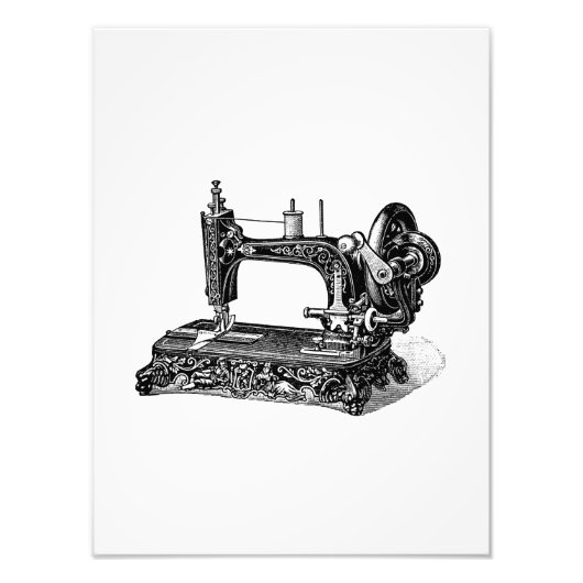  illustratie naaimachine 1800s foto afdruk (Voorkant)