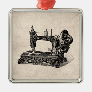 illustratie naaimachine 1800s metalen ornament