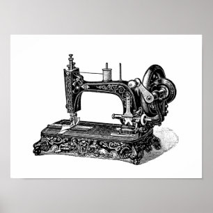  illustratie naaimachine 1800s poster