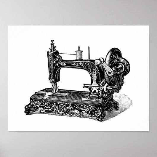 illustratie naaimachine 1800s poster (Voorkant)