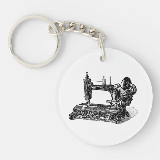  illustratie naaimachine 1800s sleutelhanger (Voorkant)