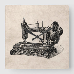  illustratie naaimachine 1800s vierkante klok