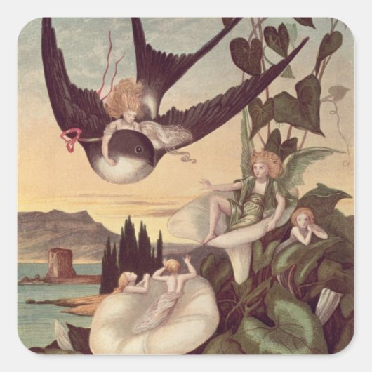 Illustratie naar "Thumbkinetta", door Hans Christe Vierkante Sticker (Voorkant)