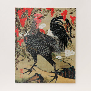 Illustratie Nandina en Rooster door Ito Jakuchu Legpuzzel