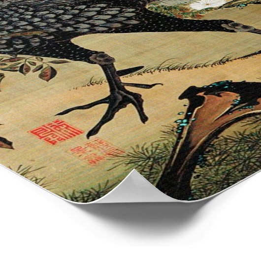 Illustratie Nandina en Rooster door Ito Jakuchu Poster (Hoek)