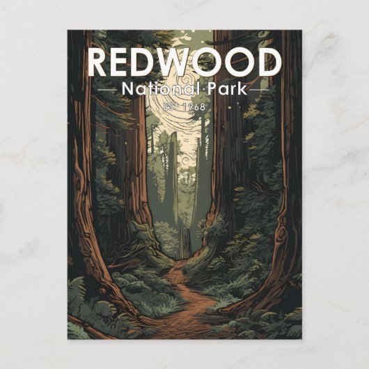 Illustratie nationaal park Redwood  Briefkaart (Voorkant)