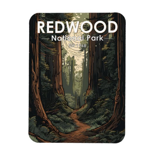 Illustratie nationaal park Redwood Magneet (Verticaal)