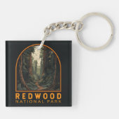 Illustratie nationaal park Redwood  Sleutelhanger (Achterkant)