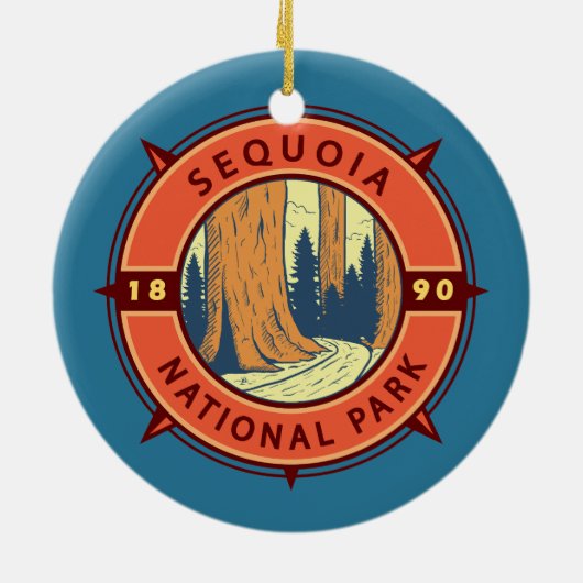 Illustratie nationaal park Sequoia Keramisch Ornament (Achterkant)