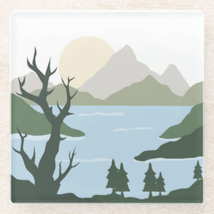 Illustratie natuur glazen onderzetter