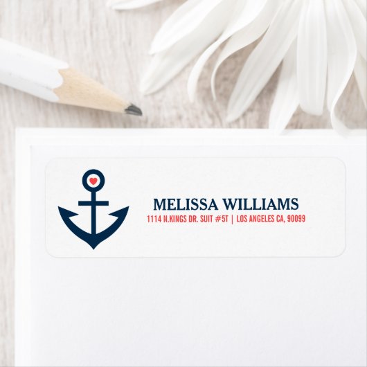 Illustratie Navy Blue Nautical Boat Anchor Etiket (Insitu)