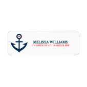 Illustratie Navy Blue Nautical Boat Anchor Etiket (Voorkant)