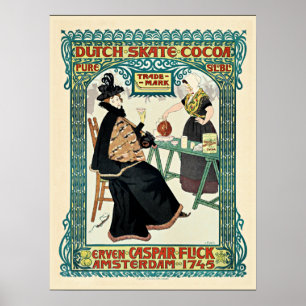 illustratie, Nederlands Schaats Cacao, 1897 Poster