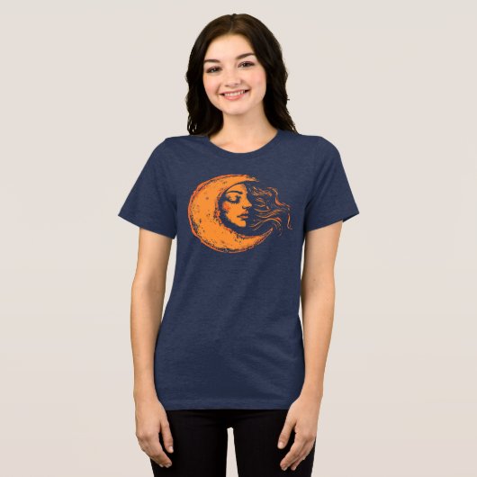  illustratie Night Lady Moon Tri-Blend Shirt (Voorkant volledig)