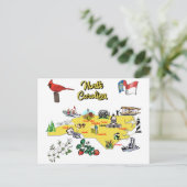 Illustratie North Carolina Map Briefkaart