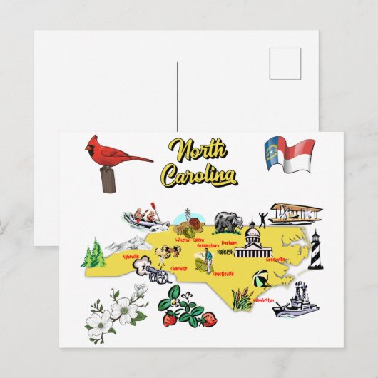 Illustratie North Carolina Map Briefkaart