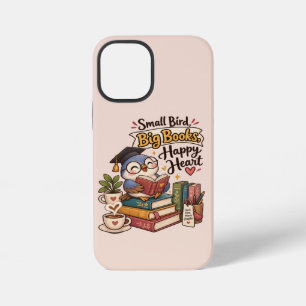 Illustratie notitieboek met uil die boeken leest iPhone 12 mini hoesje