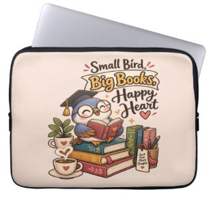 Illustratie notitieboek met uil die boeken leest laptop sleeve
