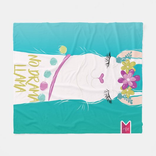 Illustratie nr. Drama Llama met monogram Fleece Deken (Voorkant (Horizontaal))