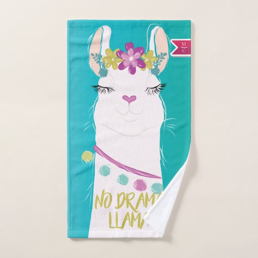 Illustratie nr. Drama Llama met monogram Handdoek (Handdoek)