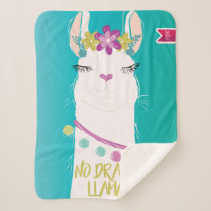 Illustratie nr. Drama Llama met monogram Sherpa Deken