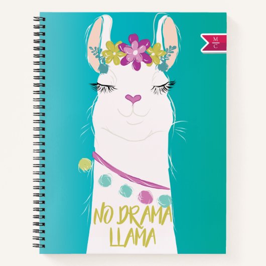 Illustratie nr. Drama Llama Monogram Notitieboek (Voorkant)
