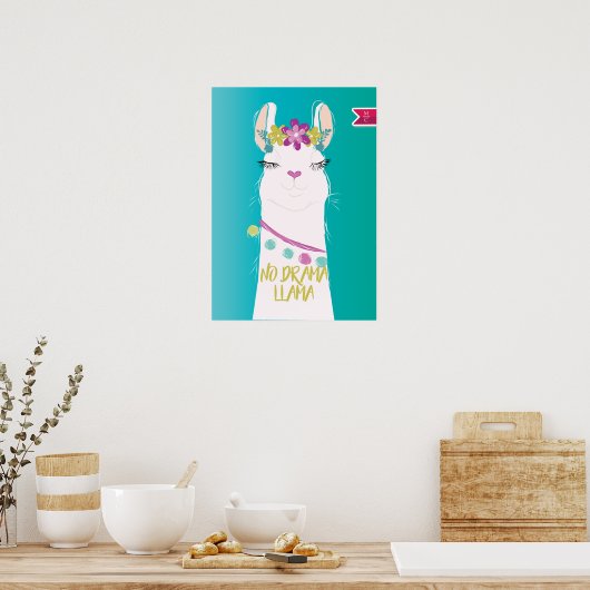 Illustratie nr. Drama Llama Monogram Poster (Keuken)