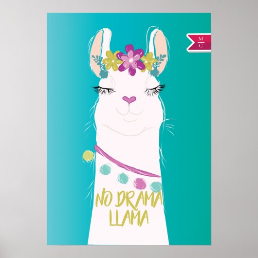 Illustratie nr. Drama Llama Monogram Poster (Voorkant)