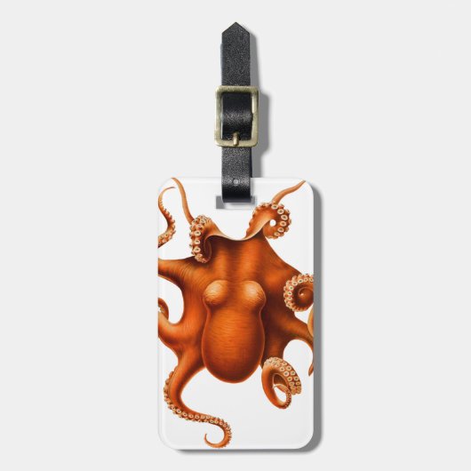 Illustratie octopus (Naam en Info toevoegen) Bagagelabel (Voorkant verticaal)