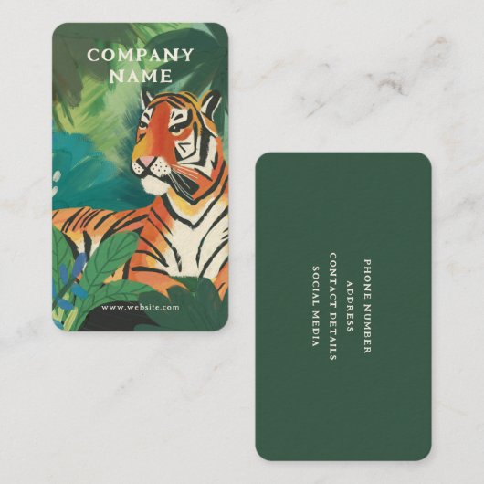 Illustratie oerwoud tijger visitekaartje (Voorkant / Achterkant)