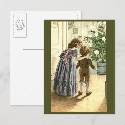  illustratie op kerstkaarten feestdagenkaart (Voorkant / Achterkant)